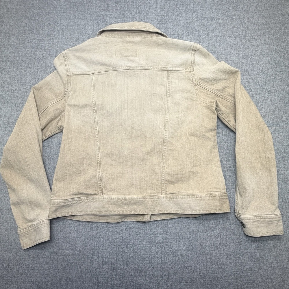 LRL Lauren Jeans Co Ralph Lauren Womens Denim Jacket Large Beige Stretch - Picture 3 of 8